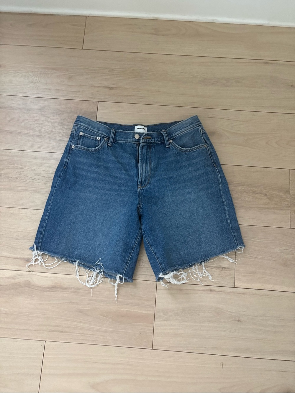 Sonoma Blue Frayed Hem Denim Shorts